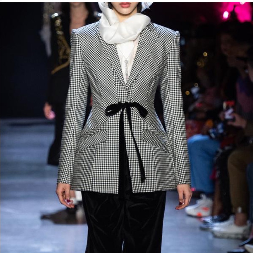 Prabal Gurung Shal Gingham Wool Blazer